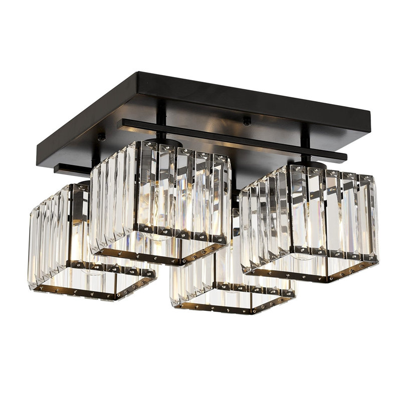 Demps 4 - Light Square/Rectangle Chandelier, Black