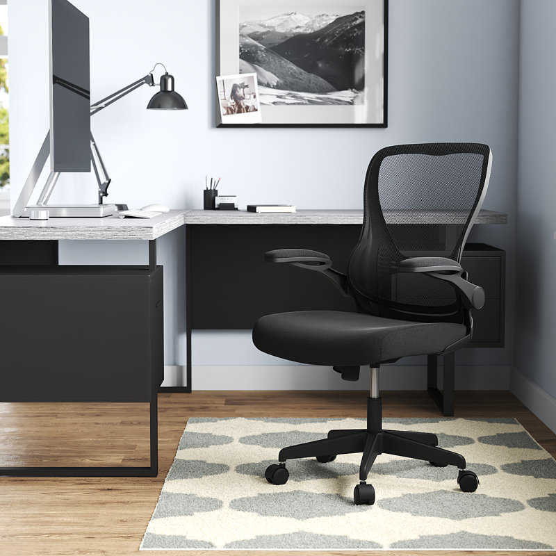 Mclaren Mid Back Mesh Desk Chair Swivel Office Chair with Lumbar Support and Flip-Up Armrest Black