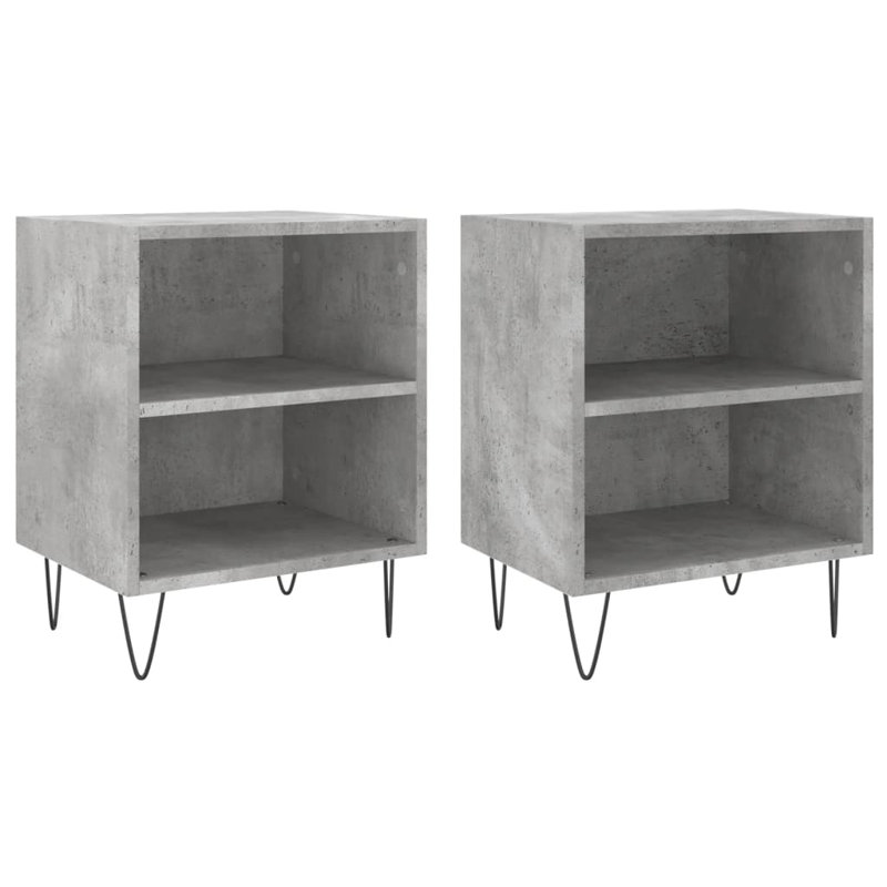 Barcenas 40cm W Iron Bedside Table, Concrete Grey