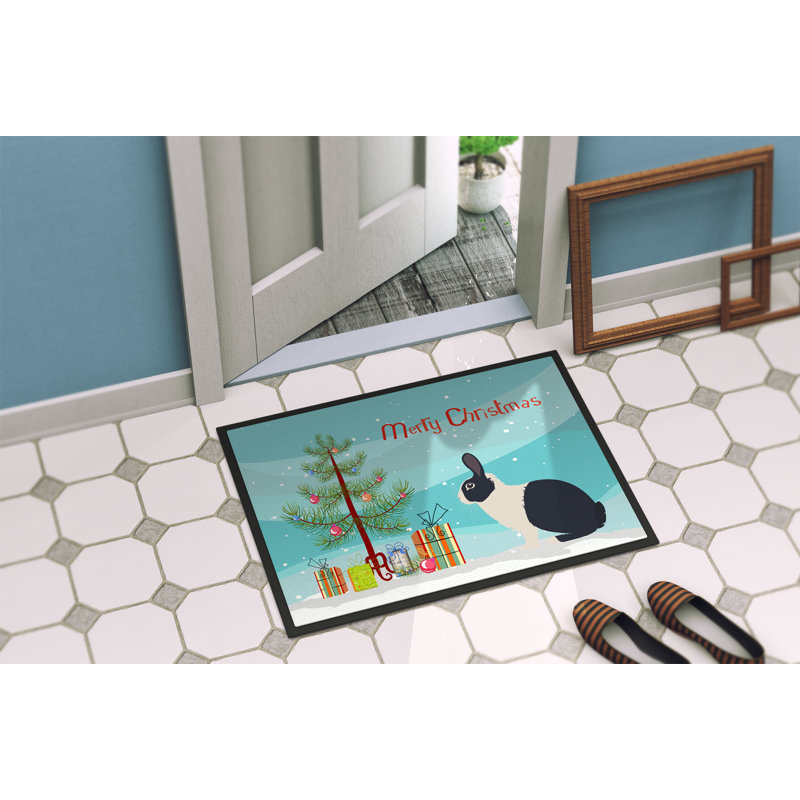 Tapis de noël pour l’extérieur anti-dérapants néerlandais lapin Carly, Rectangle 1 pi 6 po x 2 pi 3 po