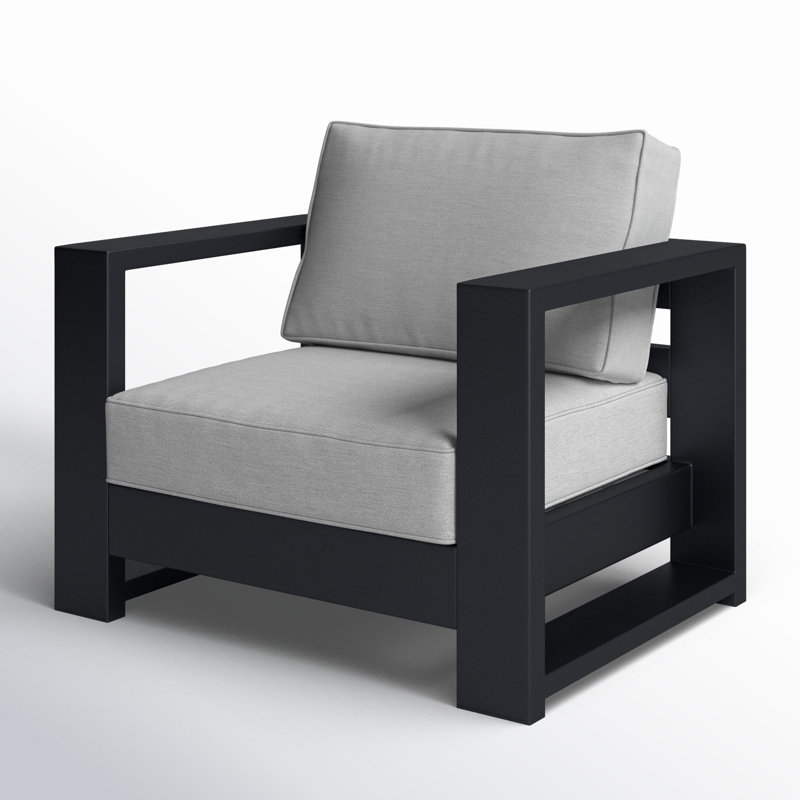 Hoyt 37.40” Outdoor Aluminum Armchair, Slate Black, Gray