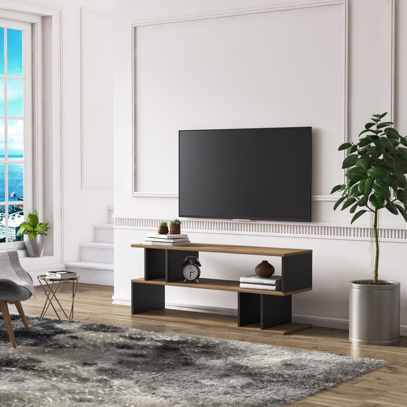Keteri Unfinished TV Stand for TVs up to 55", Walnut/Black