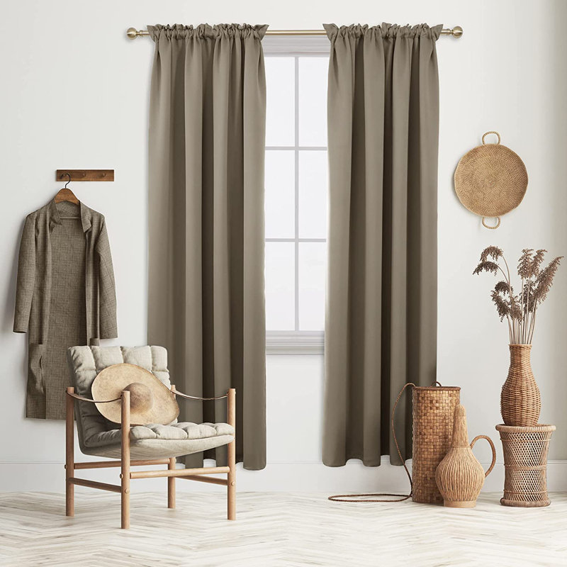 Peniste Room Darkening Curtain Pair, Khaki, 52" W x 84" L