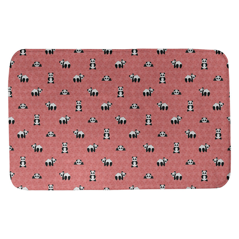 Tapis de salle de bain panda Avicia, l 21 po x L 34 po, Rouge