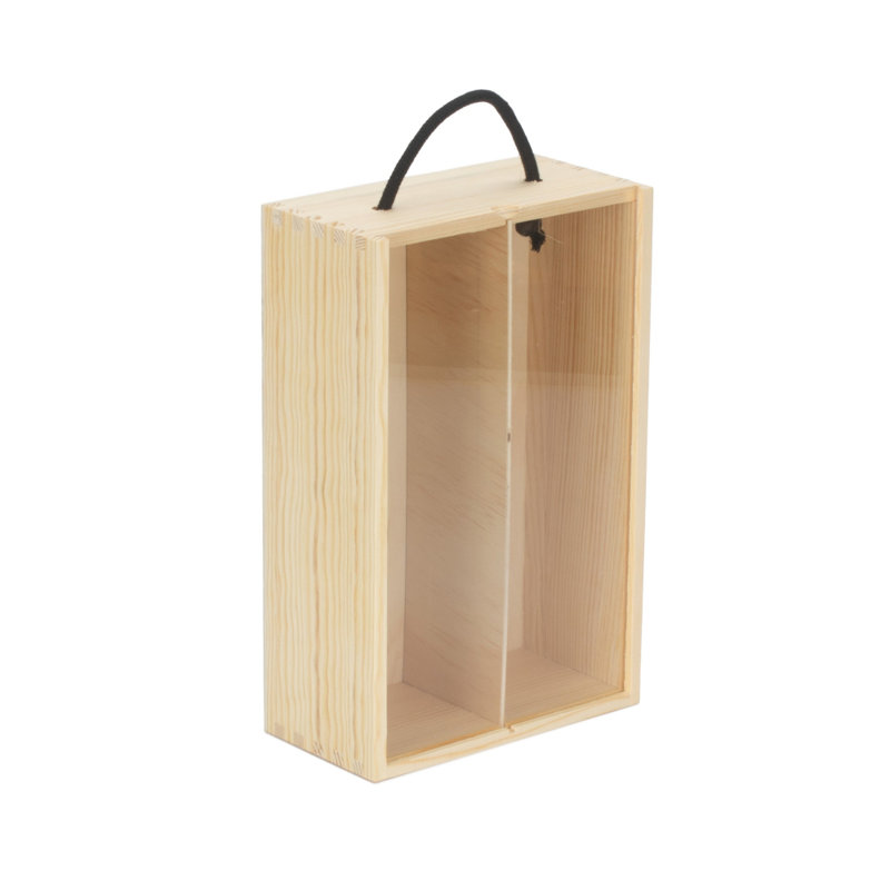 2 bottle Pinewood Carry Case with Acrylic Lid Carrier