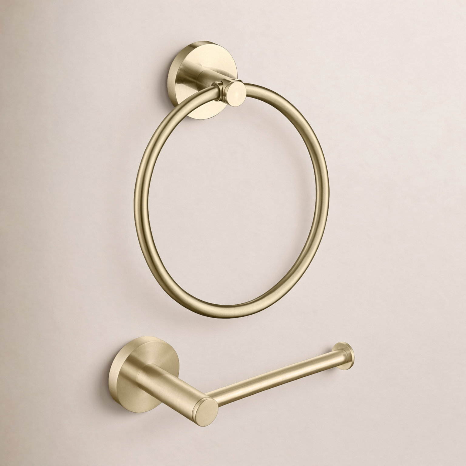Circular 2-Piece Bathroom Hardware Set, Brushed Gold