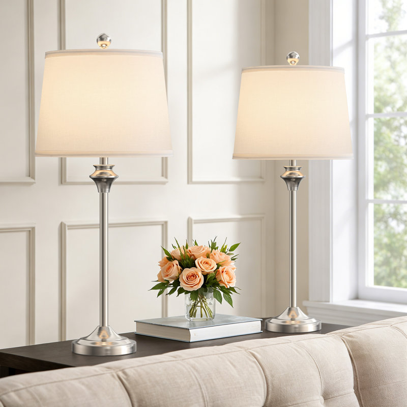 Nadia 26‘’Metal Buffet Lamp, Polished Nickel