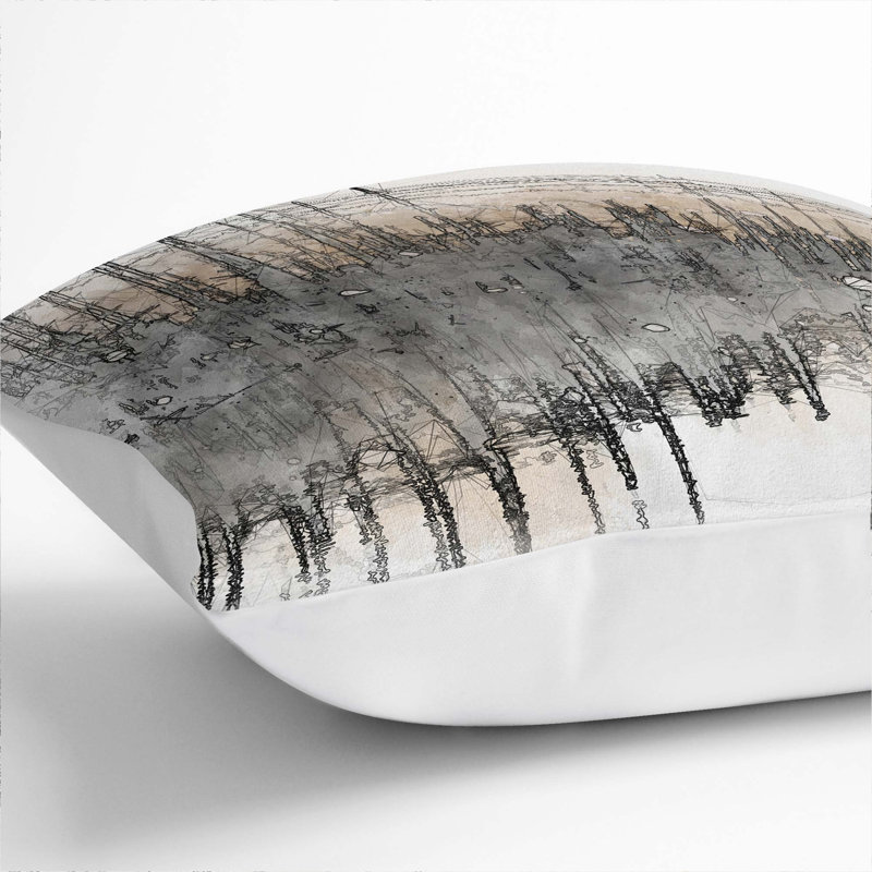 Winter in Cuejdel Lake in Romania Cushion with Filling, 40cm H x 40cm W x 15cm D, White