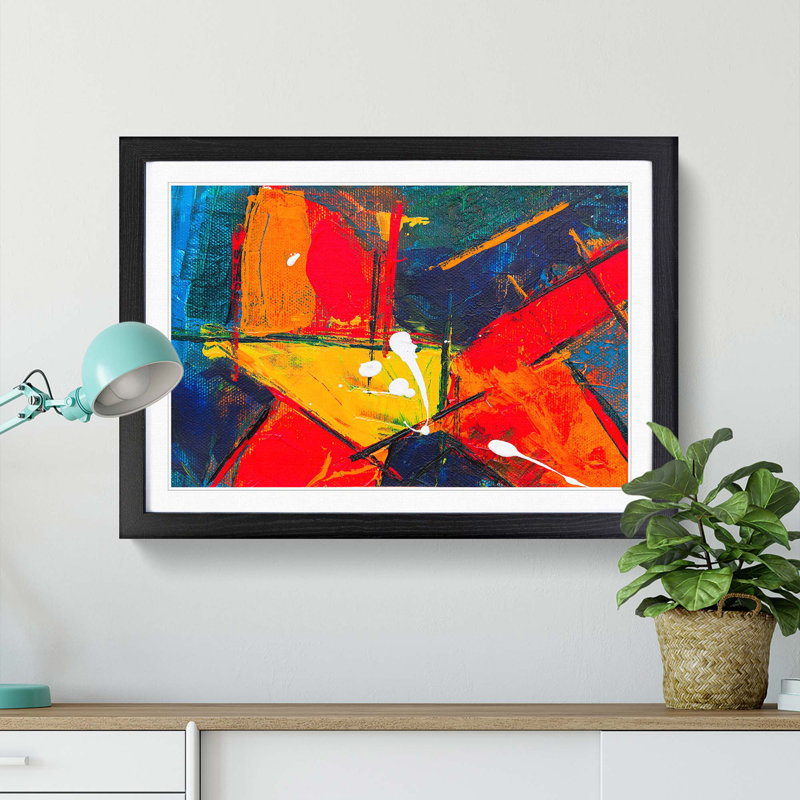 Abstract Art Painting Vol.311 by S.Johnson - Framed Print, 48cm H x 65cm W x 2cm D, Black Framed