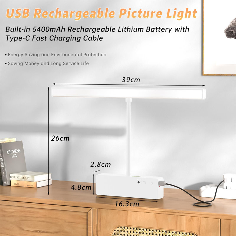 Battery Powered LED Wall Mount Picture Light, Natural