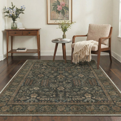 Tapis d'intérieur gris / vert Agacha