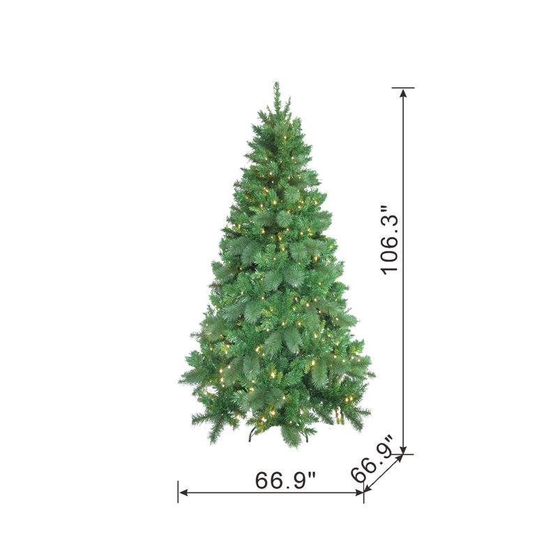 Grand arbre de Noël 9 pi avec 600 lumières DEL blanc chaud