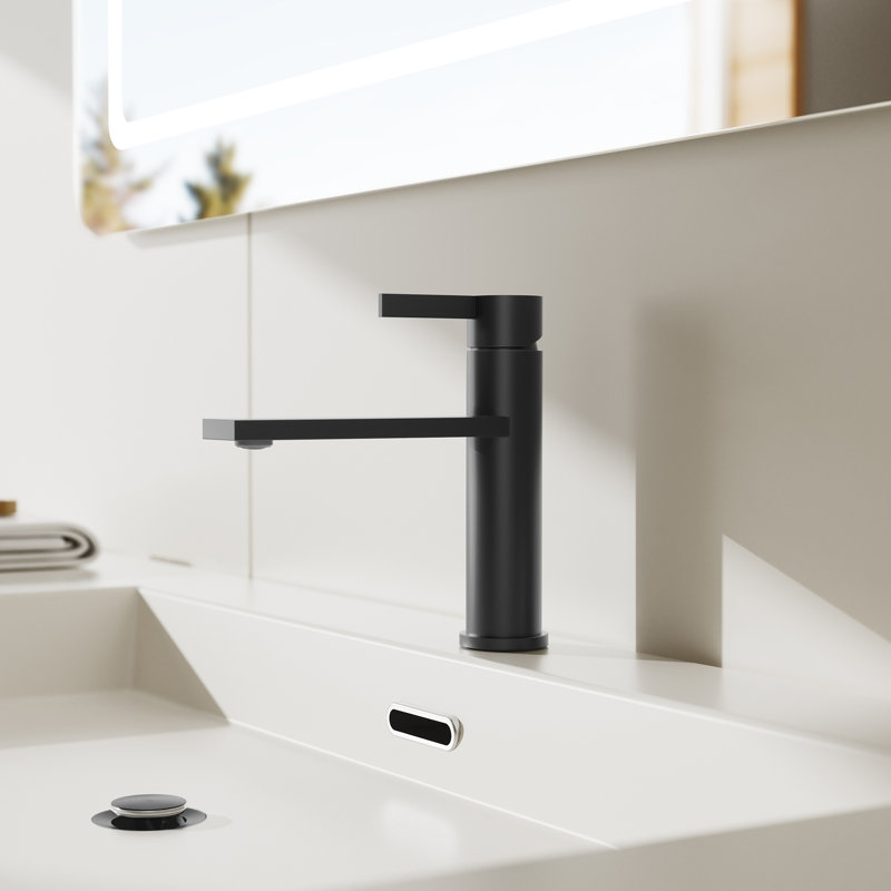 NO Single-handle Bathroom Faucet with Drain Assembly, Matte Black