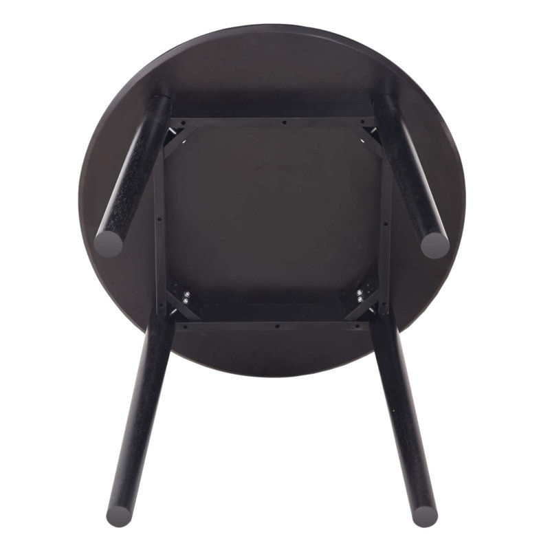 All-Solid Wood Round Dining Table For 2-4 People, Durable And Space-Efficient With 31.5-Inch Diameter, Black