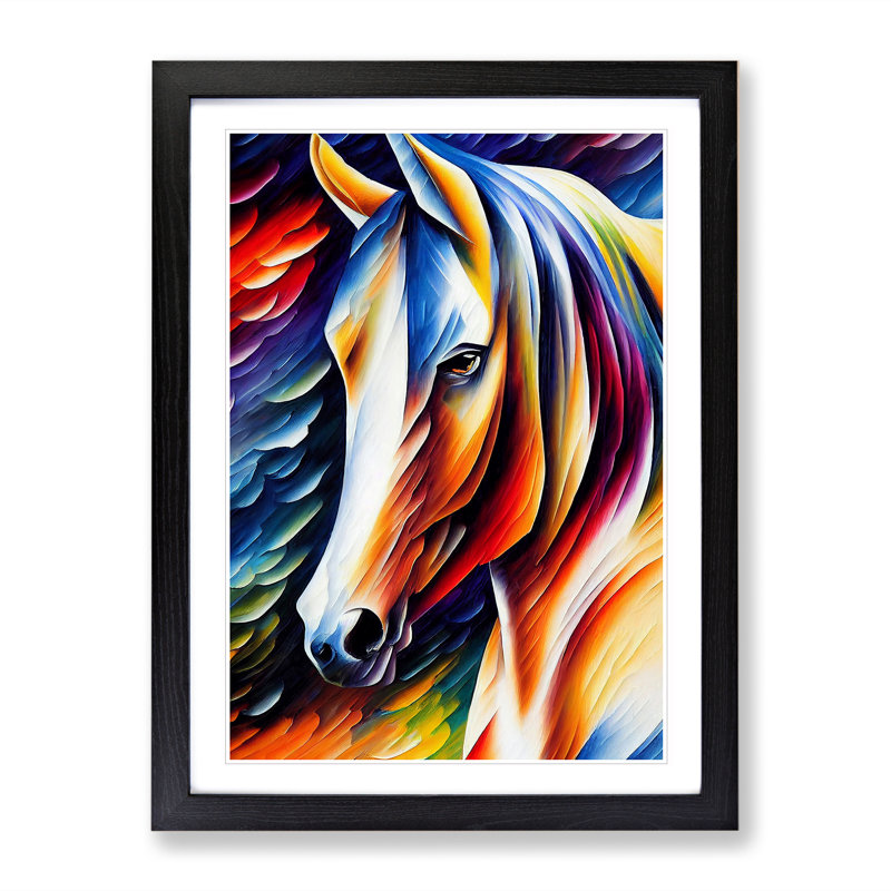 Horse Portrait No.2 - Single Picture Frame Painting, Black, 64cm H x 46cm W x 2cm D