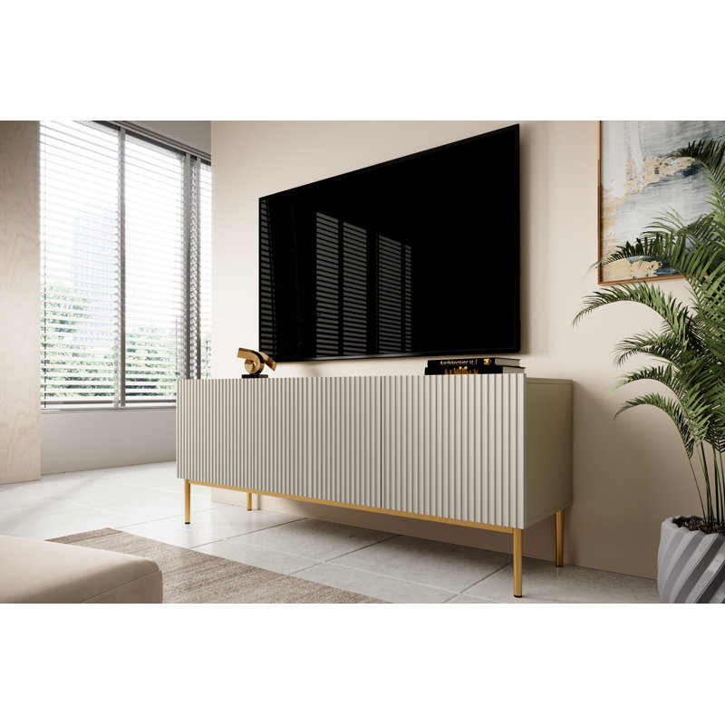 Alivya Unfinished TV Stand for TVs up to 55", Cream/Gold
