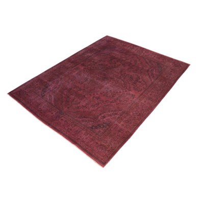 Farmersville Oriental Handmade Hand-Knotted Rectangle 6'10" x 9'8" Wool Area Rug in Purple/Brown
