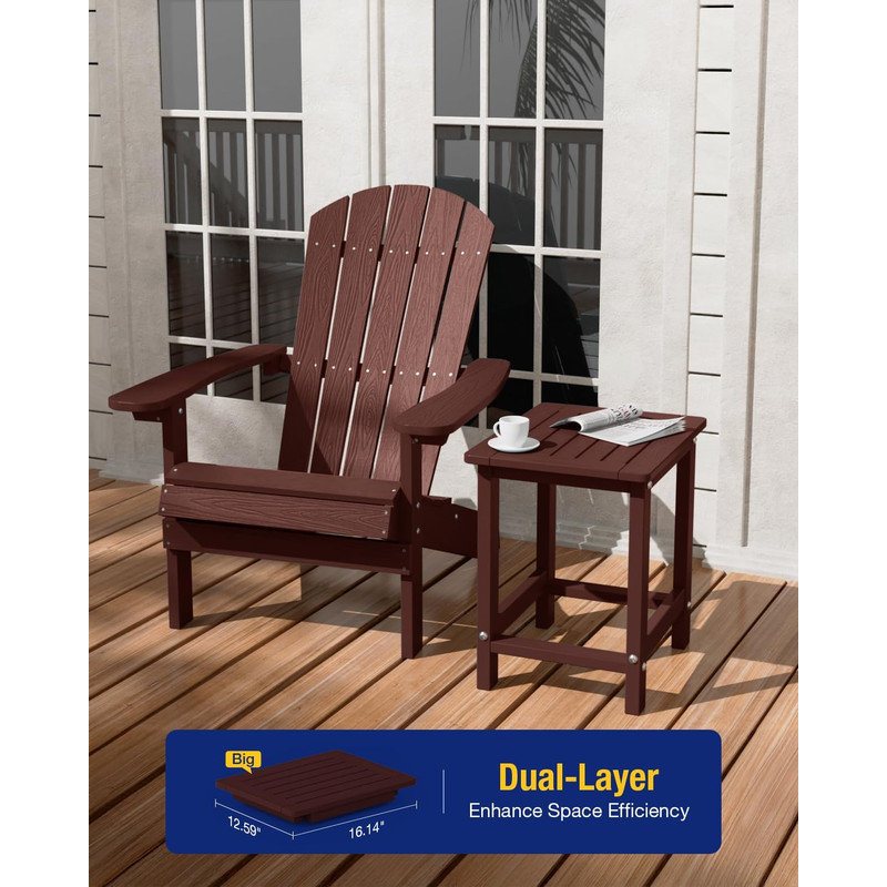 Outdoor Side Table All Weather HIPS Adirondack Patio Side Table Mordern Square End Table for Lawn, Pool, Backyard, Porch, Coffee