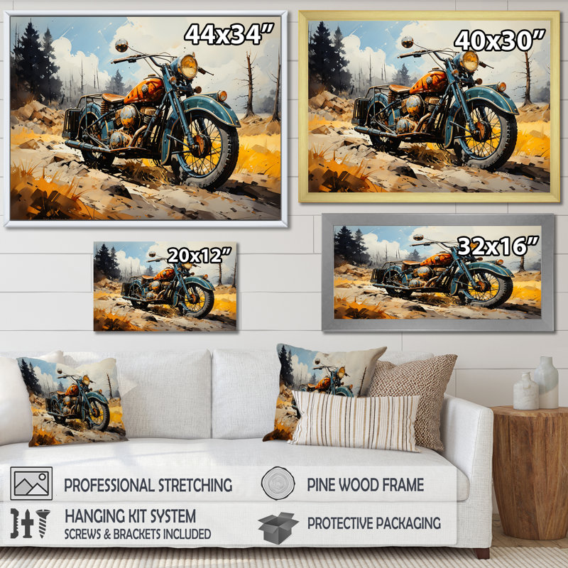 Vélo rustique de la Première Guerre mondiale, Toile tendue, H 34 po x l 44 po x P 1,5 po