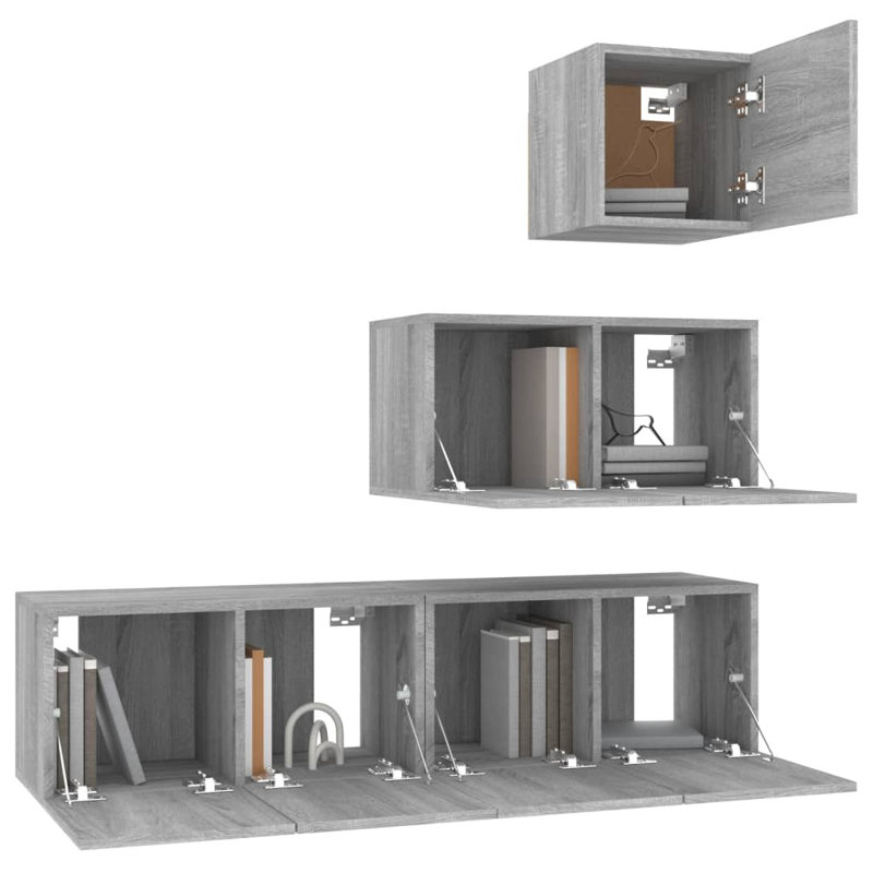 Korrion TV Stand for TVs up to 50", 30cm H x 160cm W x 30cm D, Grey Sonoma