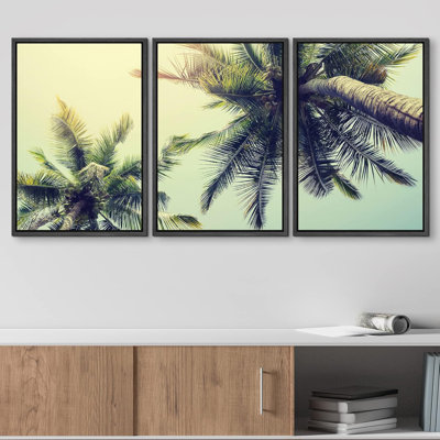 Tropical Palm " Palm Tree On Tropical Beach " 3 - Pieces