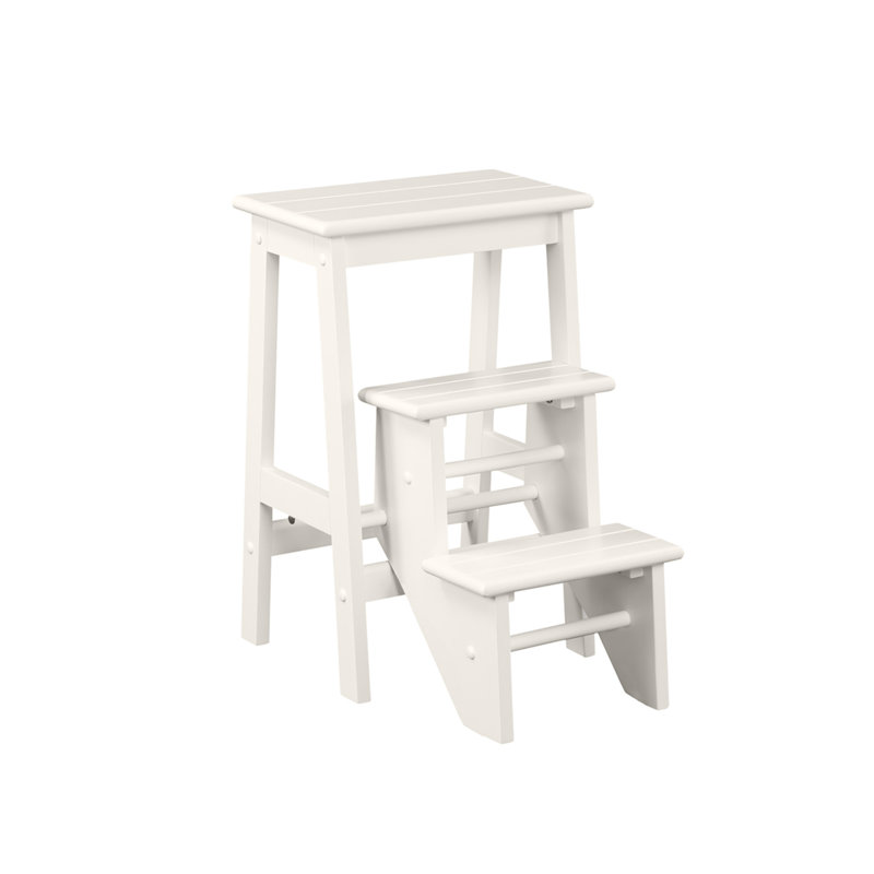 Danyell 3 - Step Wood Folding Step Stool, Cream
