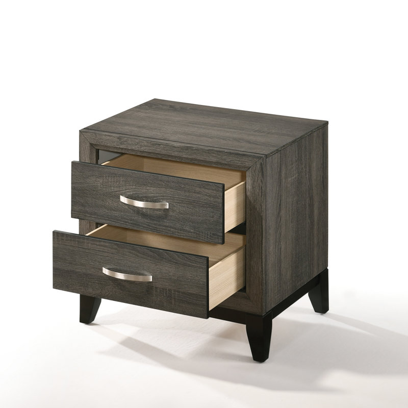 Table de chevet spacieuse 2 en gris patiné pour les essentiels de chambre à coucher, espace et style organisés