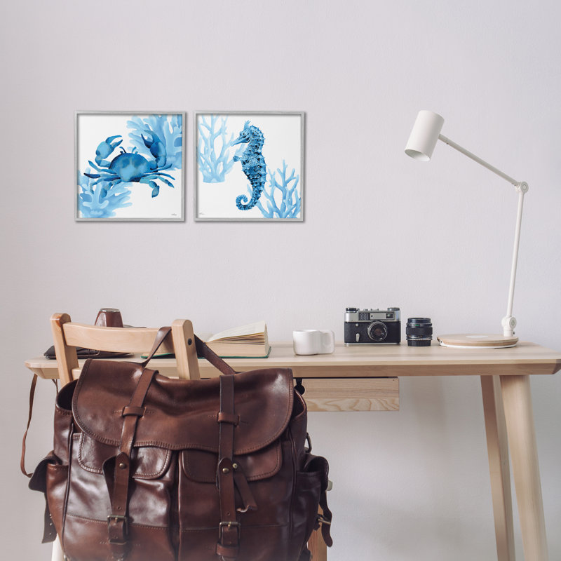 «Crab & Seahorse Abstractions», ensemble de 2 giclées encadrées par Cat Thurman Designs, H 12 po x l 24 po