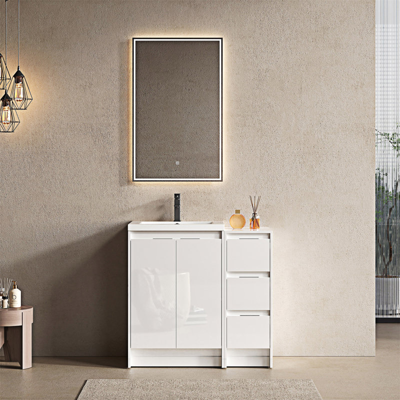 Meuble-lavabo autoportant avec lavabo en résine