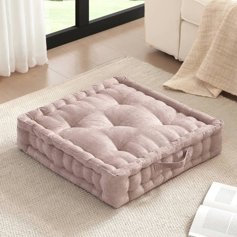 Coussin de sol carré en poly chenille - 24 x 24 po, Rosé