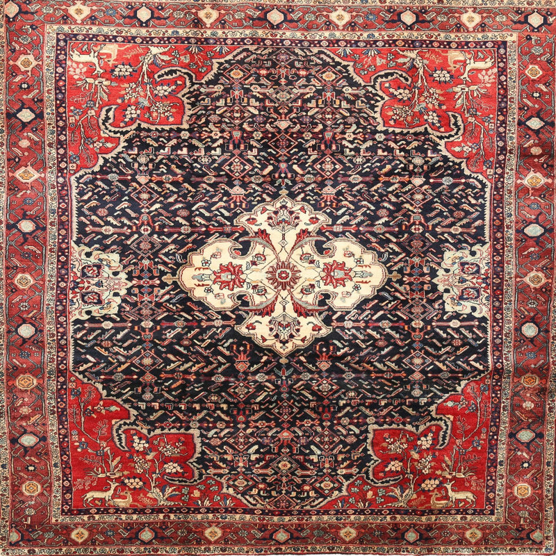 Tapis oriental rouge / brun / beige, Rond 7 pi