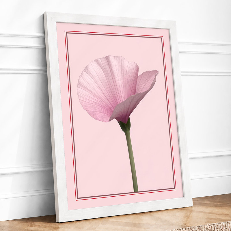 Single Stem In Pink Botanical - Print, A3 - 42.0 x 29.7 cm, White