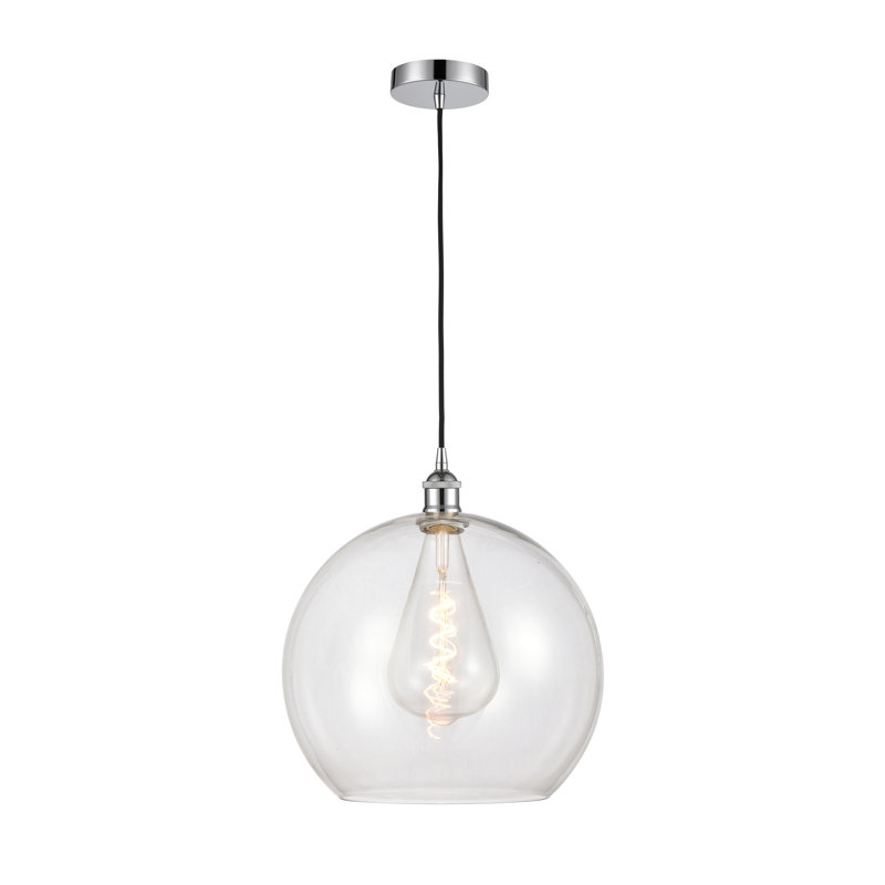 Luminaire suspendu simple à 1 lumière Ralph, H 17,38 po x l 13,75 po x P 13,75 po, Transparent, Chrome poli