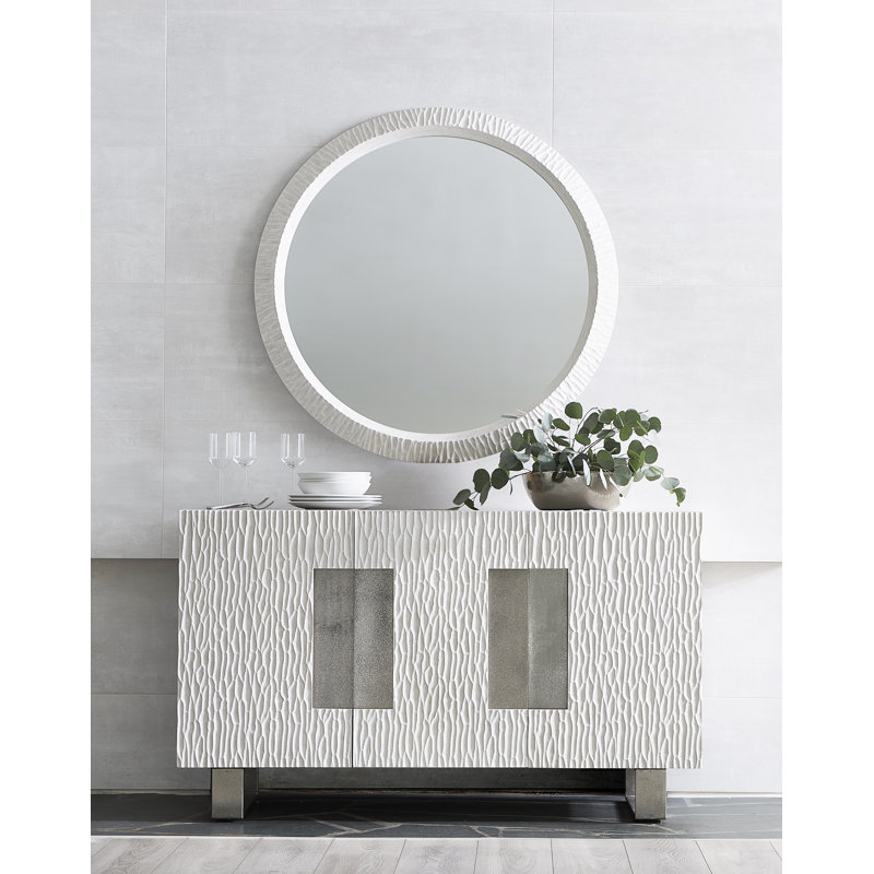 Solaria Transitional 59'' Beige Oak Sideboard with Nickel Accents