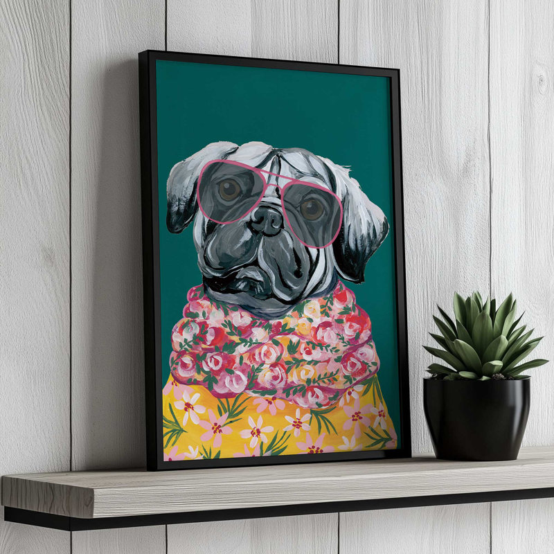 «Smug Pug» par Yvette St. Amant, reproduction d'art sur toile, Tanné, H 32 po x l 24 po