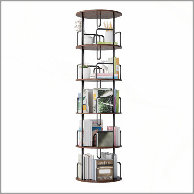 Étagère rotative rotative à 5 niveaux, bibliothèque pivotante, étagère haute rotative à 360 degrés, bibliothèque de rangement ronde et tournante verticale, organisateur de bibliothèque pour chambre à coucher, salon, noir