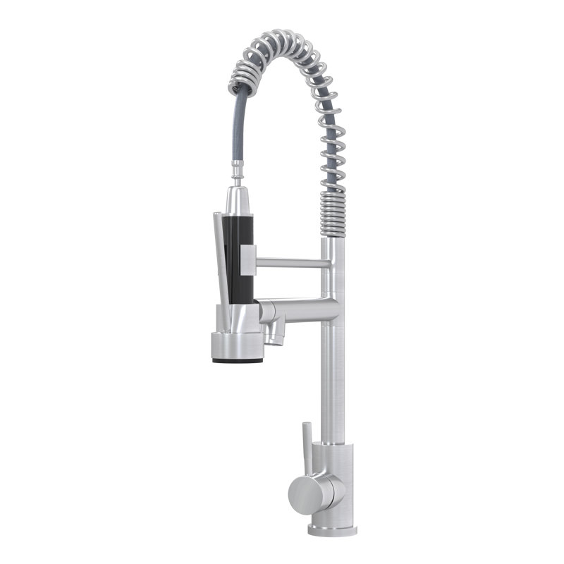 Robinet de cuisine à poignée simple 19 po - Acier inoxydable 304 de qualité supérieure, conception moderne élégante, cartouche en céramique sans fuite