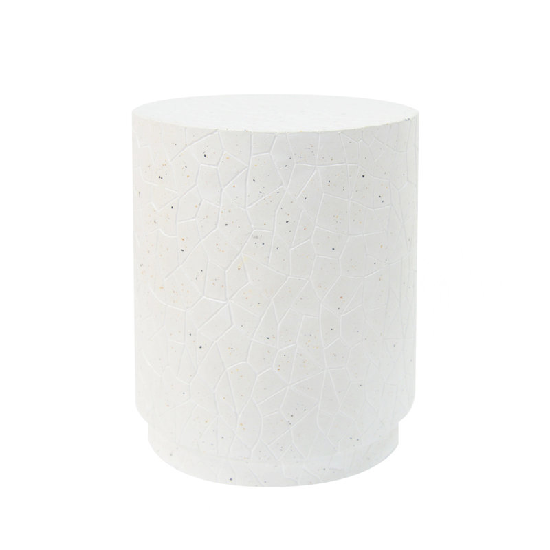 Table de bout d'extérieur en béton pour terrasse, table d'appoint de salon Terrazzo blanc
