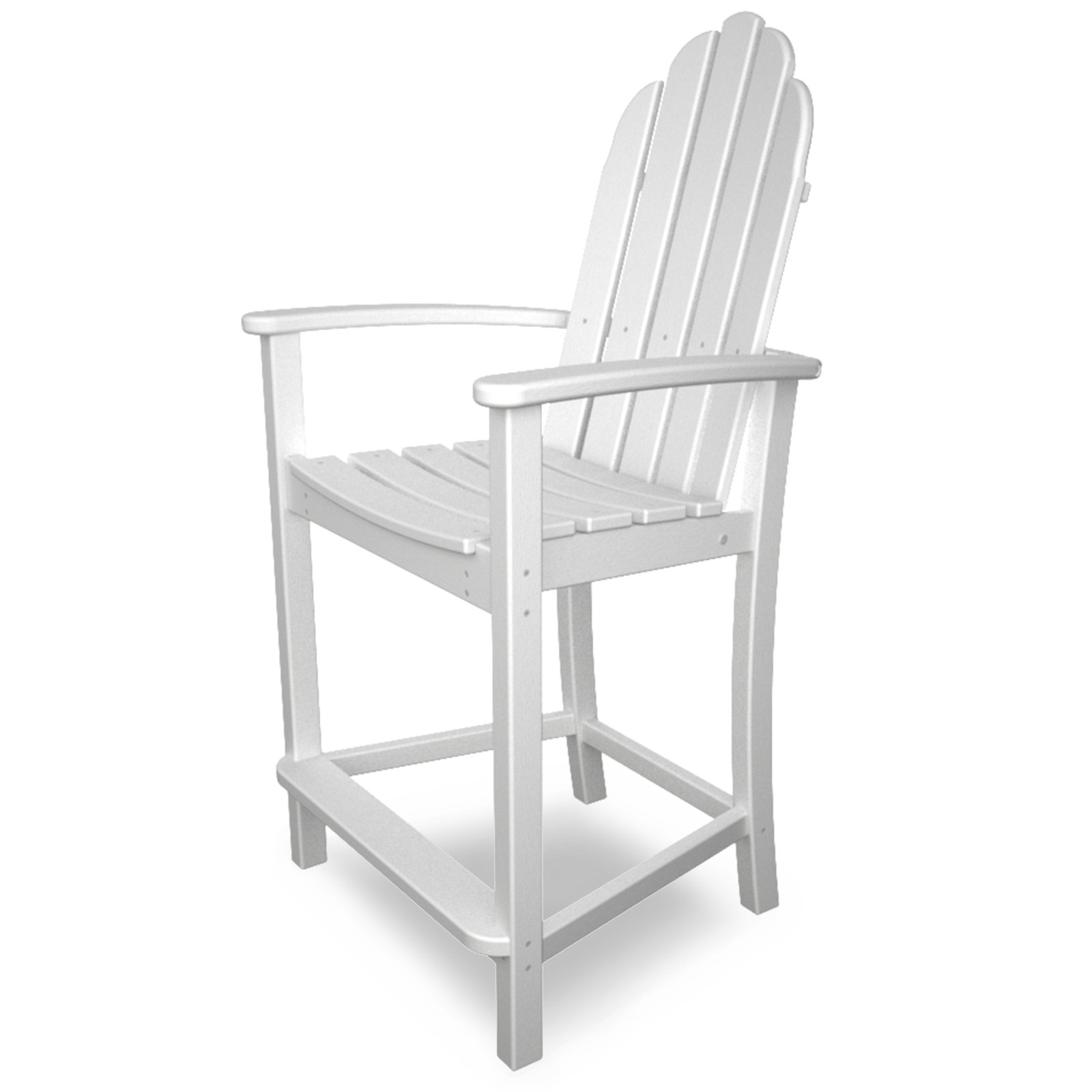 POLYWOOD® Classic Adirondack Patio Bar Stool, White