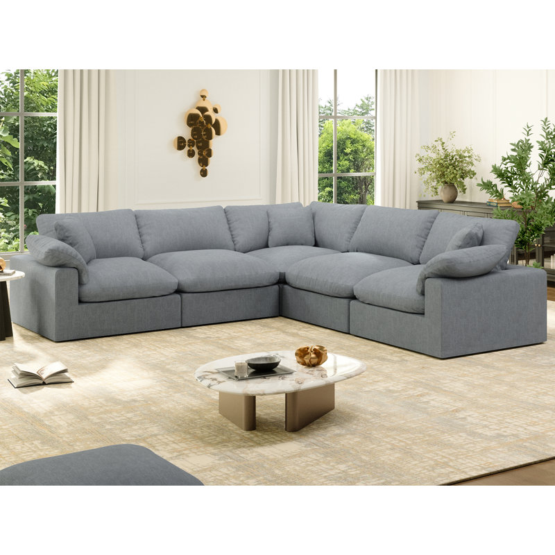 Canapé en tissu Hidehisa, H 25,2 po x l 110,8 po x P 110,8 po, 5, Gris