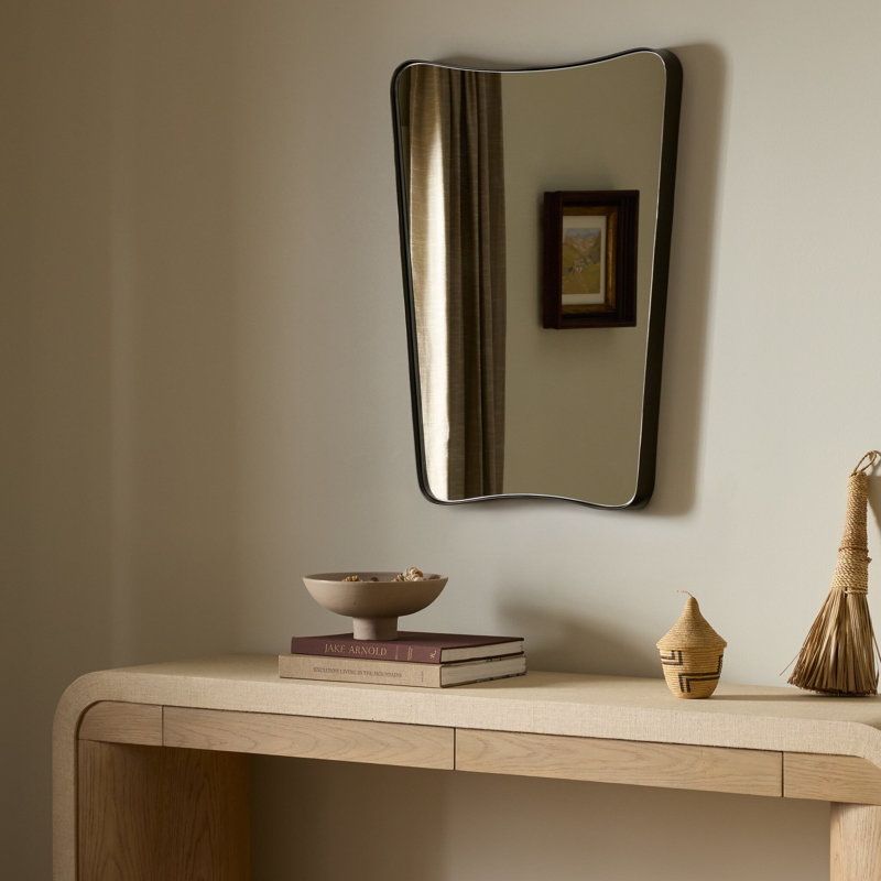 Hamza Iron Wall Mirror, Aged Brass Iron
