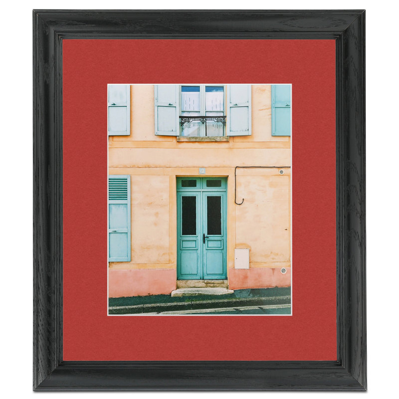 Black Matte Picture Frame with Mat, Deep Red