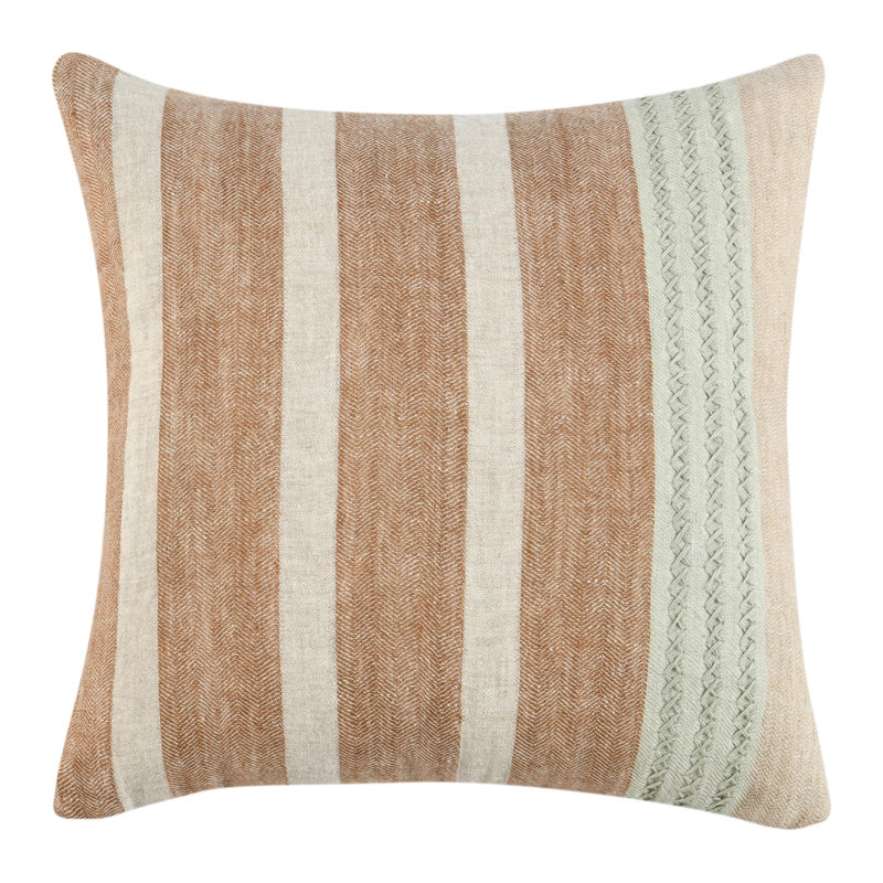 Cherry Linen Square Pillow Cover & Insert, Hazel Brown