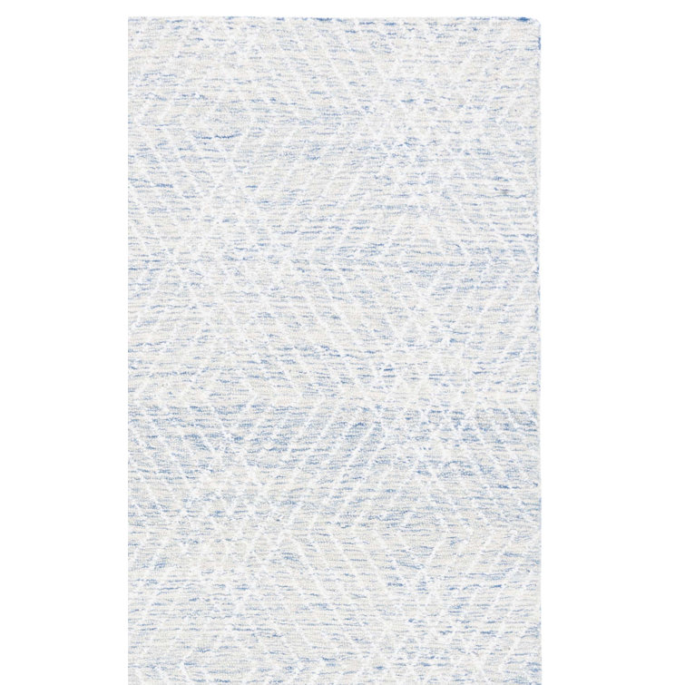 Izzabell Abstract Hand Tufted Wool/Chenil/Cotton Geometric Rug in Blue/Ivory