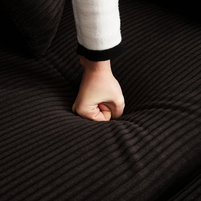 Velours côtelé avec repose-pieds Ackman, 2, H 33 po x l 75 po x P 58 po, Noir