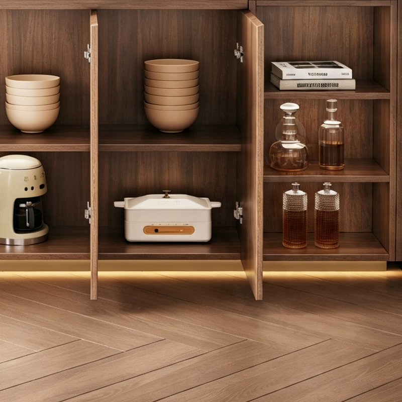 Îlot de cuisine avec plateau en marbre, armoires de rangement, tablettes ouvertes et éclairage à DEL, table de salle à manger, bar à déjeuner, bar personnel, aucun assemblage requis