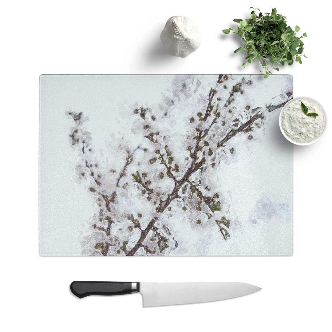 Tempered Glass Branch of a Cherry Blossom Tree Chopping Board