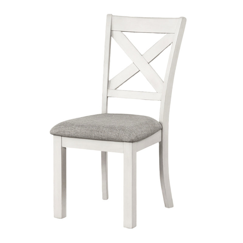Chaises de salle à manger rustiques en chêne blanc à dossier croisé avec sièges rembourrés 2 pièces Rustic