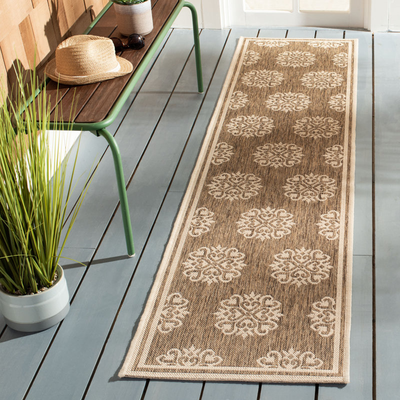 Tapis d'intérieur / extérieur à motif géométrique Powersville, Tapis de couloir 2 pi 2 po x 12 pi