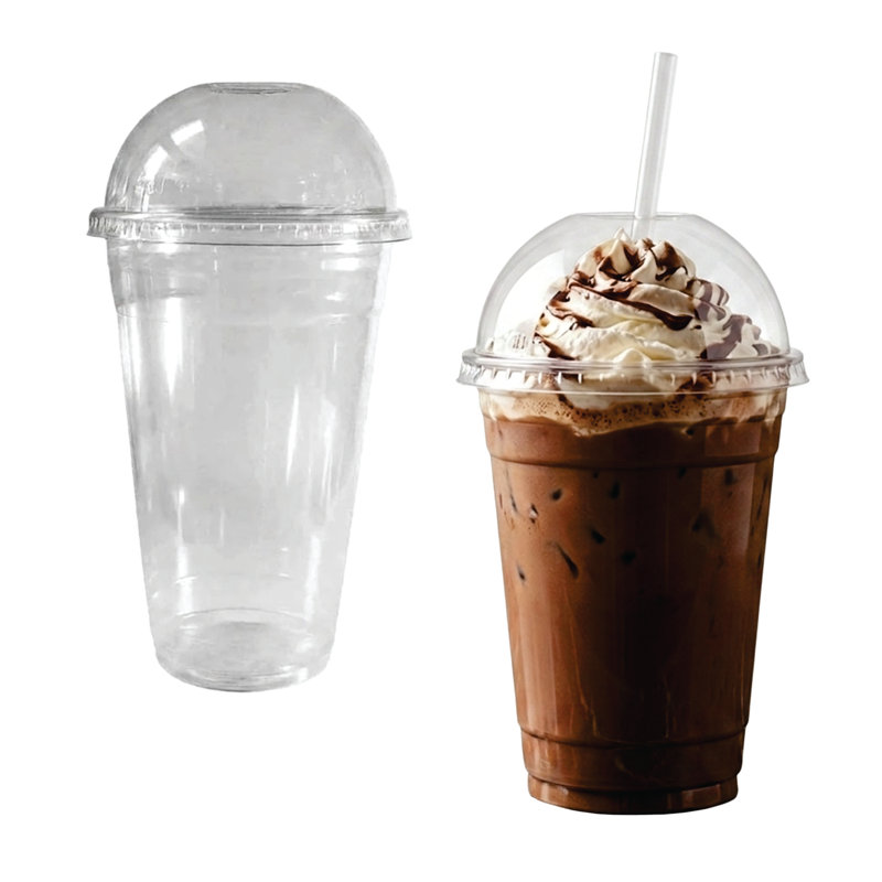 Smoothies à café glacé 12 oz avec couvercles en dôme Ecoqualité